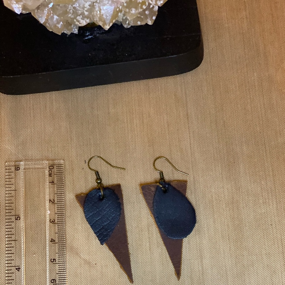Leather up cycle earrings.